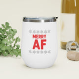 "Merry AF" 12oz Insulated Wine Tumbler