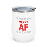 "Merry AF" 12oz Insulated Wine Tumbler
